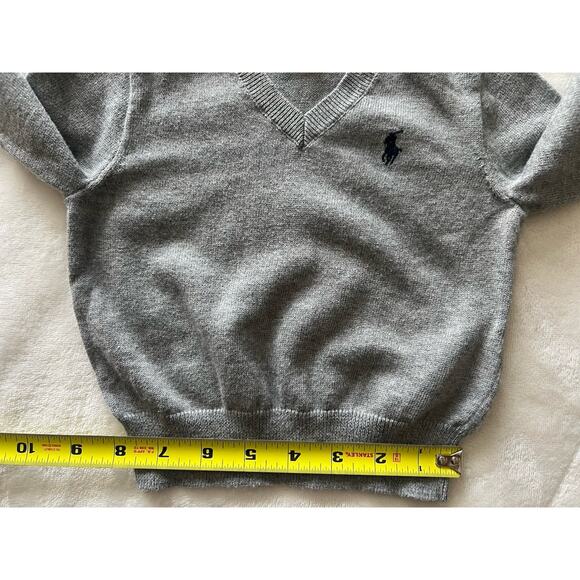 Ralph Lauren Baby Boy Size 12M Gray V-Neck Sweater Elbow Patch 100% Cotton - Picture 11 of 12